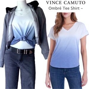 _ NEW Vince Camuto ombré white to indigo short sleeve cotton T-shirt - size S